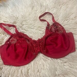 Soma Sheer Lace Floral Romantic Lingerie Underlined Underwire Bra Red 40DD
